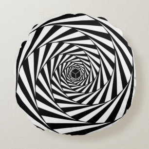 Coussins Ronds Escalier en spirale tourbillonnant abstrait noir e