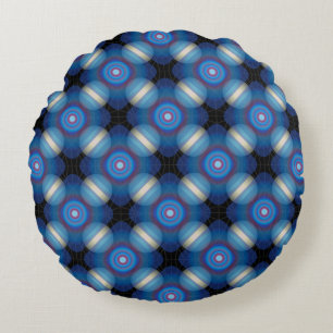 Coussins Ronds Espace Géométrique Bleu