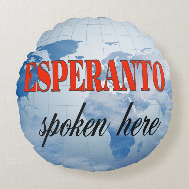 Coussins Ronds Esperanto a parlé ici terre nuageuse (Devant)