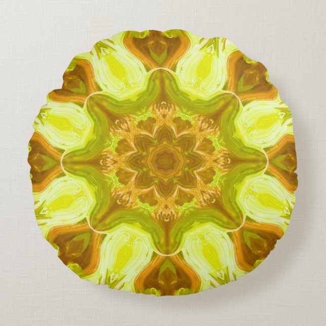 Coussins Ronds Esprit de feuillage solaire motif abstrait  (Devant)