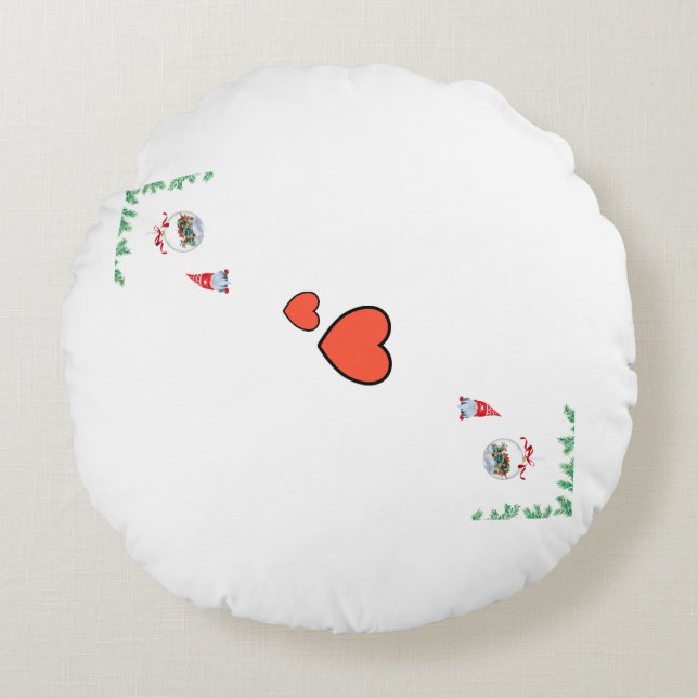 Coussins Ronds Esprit de Noël avec gnome (Devant)