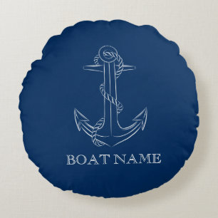 Coussins Ronds Esprit Nautione Ancre Bleu Marine