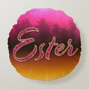 Coussins Ronds Ester Prénom Golden Pink Oreillers