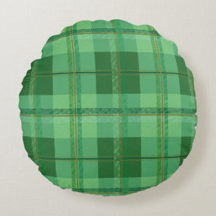 Coussins Ronds Esthétique carreaux olive doré terreux
