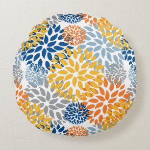 Coussins Ronds Été Floral Abstrait Couleurs vives Motif