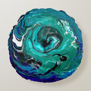 Coussins Ronds Éternité bleue Art Abstrait