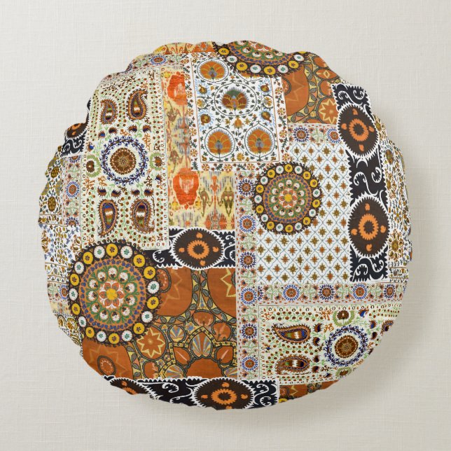 Coussins Ronds Ethnic Digital Abstrait : Motif sans faille (Devant)