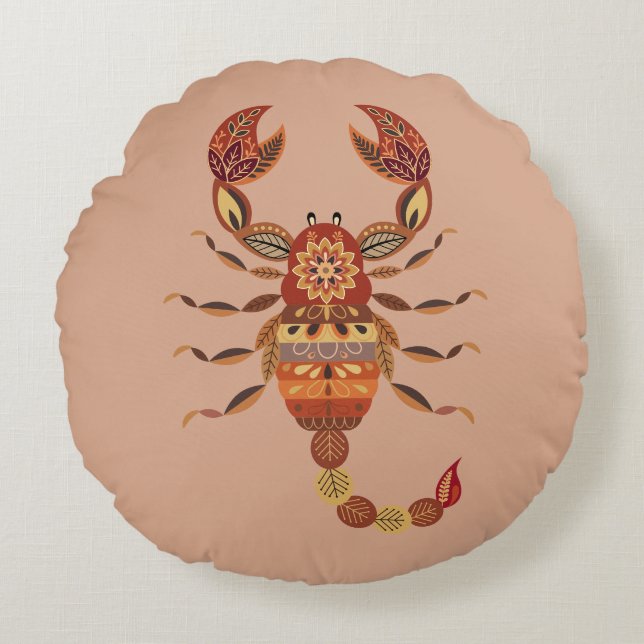 Coussins Ronds Ethnic Floral Scorpion (Devant)