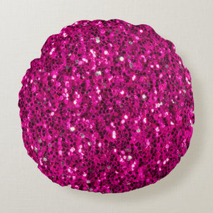 Coussins Ronds Étincelles rose vif faux brillant