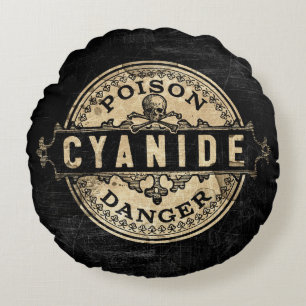 Coussins Ronds Étiquette vintage de poison de style de cyanure