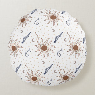 Coussins Ronds Étoile céleste, soleil et lune