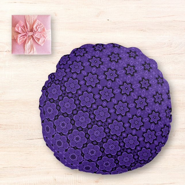 Coussins Ronds Étoile florissante Mandala violet (Créateur téléchargé)