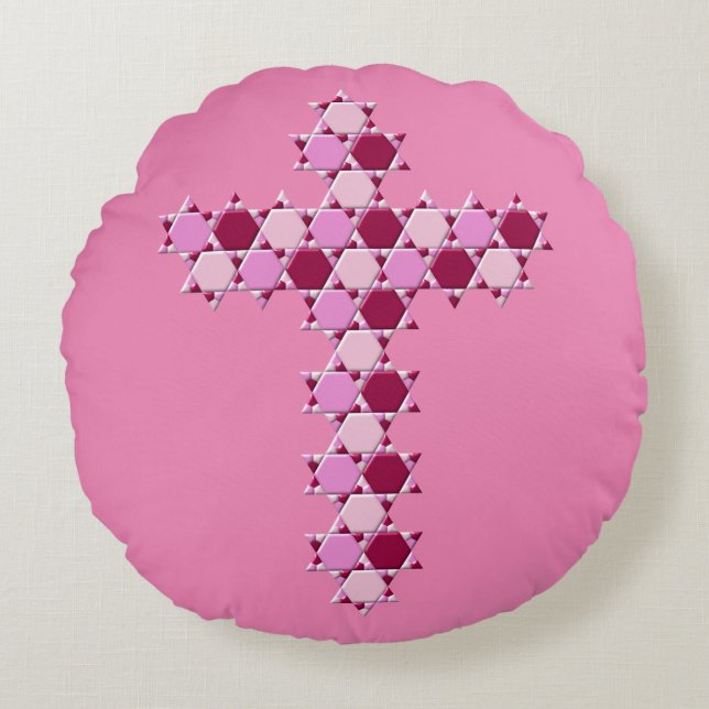 Coussins Ronds Étoile rose de David Croix Illusion optique (Devant)