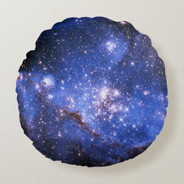 Coussins Ronds Étoiles Bleu Bleu Embrionique (Devant)