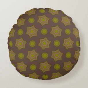 Coussins Ronds Étoiles et cercles en brun et vert