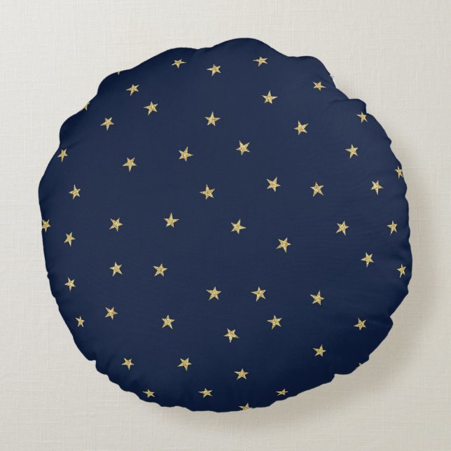 Coussins Ronds Étoiles Marine Et Or (Dos)