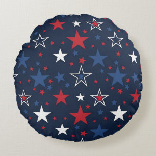Coussins Ronds Étoiles patriotiques sur motif sans couture bleu m