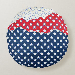 Coussins Ronds Étoiles rouges, blanches et bleues (États-Unis) (É