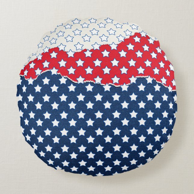 Coussins Ronds Étoiles rouges, blanches et bleues (États-Unis) (É (Devant)