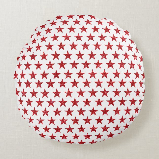Coussins Ronds Étoiles scintillantes rouges  (Devant)