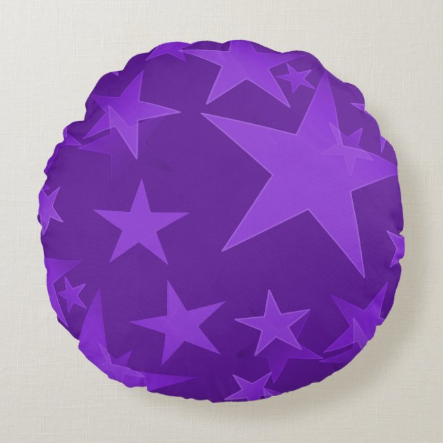 Coussins Ronds Étoiles violettes profondes à l'oreiller à lancer  (Devant)