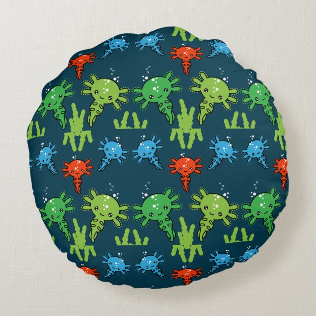 Coussins Ronds Exotic Axototl Salamander Pillowcase (Dos)