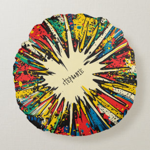 Coussins Ronds Explosion d'art pop de style comique (2)
