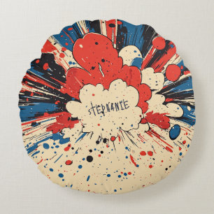 Coussins Ronds Explosion d'art pop de style comique (4)