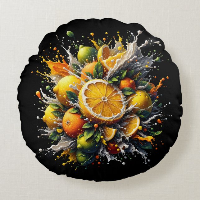Coussins Ronds Explosion de Citron (Devant)
