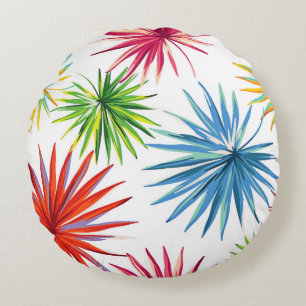 Coussins Ronds Explosion de palmier abstrait coloré