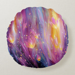 Coussins Ronds Explosion florale lumineuse abstraite