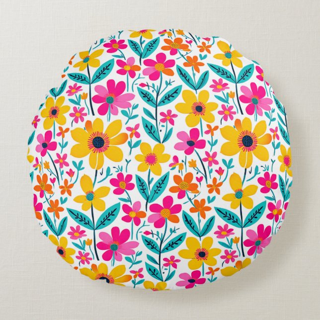 Coussins Ronds Expressif Floral Audacieux  (Devant)
