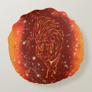 Coussins Ronds Extraordinaire Tigre De Feu Courant À Galaxy Starr
