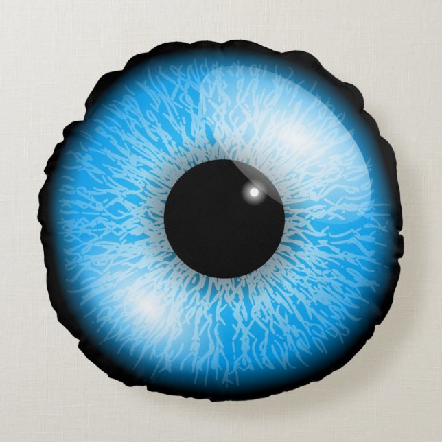 Coussins Ronds Eyeball réaliste bleu déplaisant (Devant)