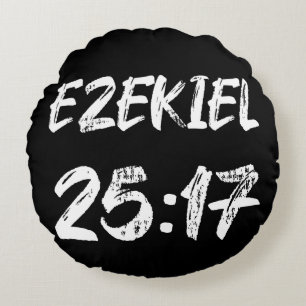 Coussins Ronds Ezekiel 25 17 Typographie Grunge Légende de verset
