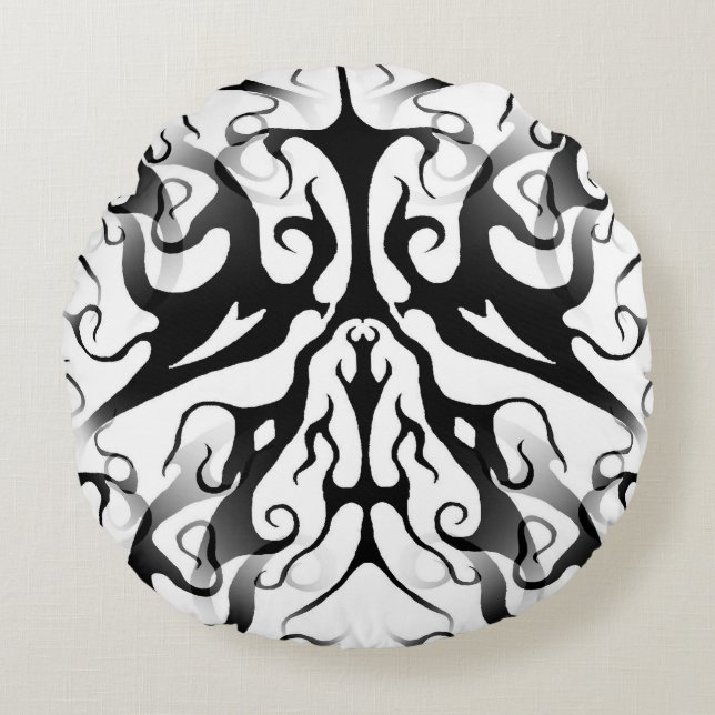 Coussins Ronds Face élégante dans le feu et flammes conception tr (Devant)
