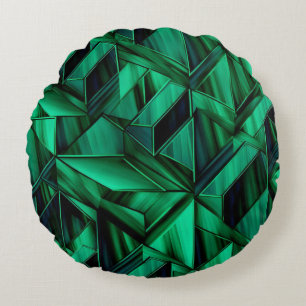Coussins Ronds Facettes vert émeraude avec des ombres géométrique