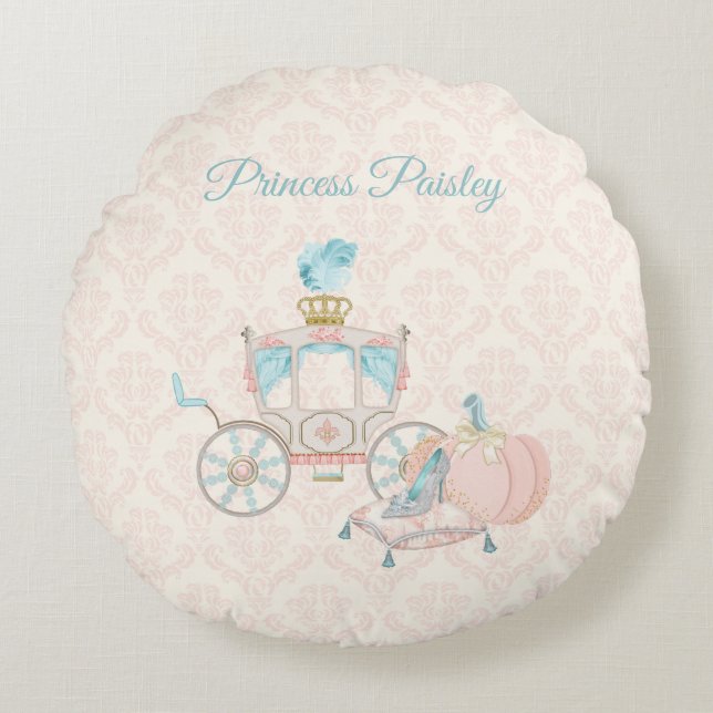 Coussins Ronds Fairytale Royal Carriage Verre Slipper Citrouille (Devant)
