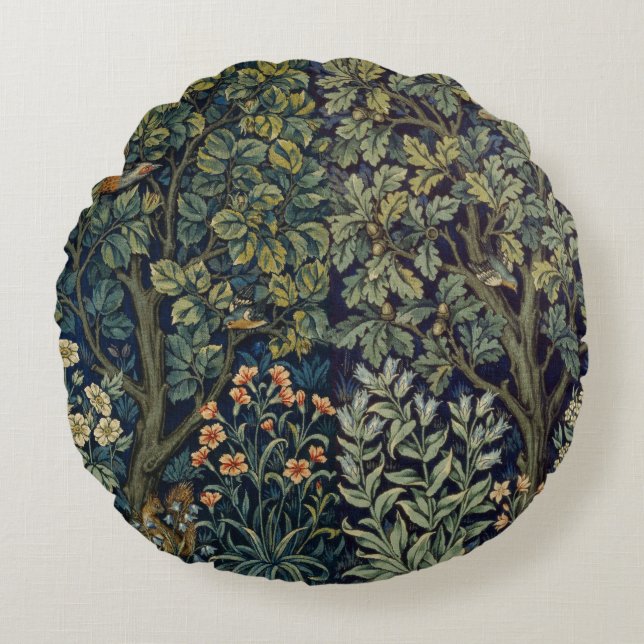 Coussins Ronds Faisan d'arbre boisé William Morris (Devant)