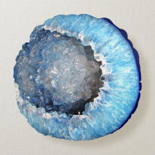 Coussins Ronds Falln Geode en cristal bleu