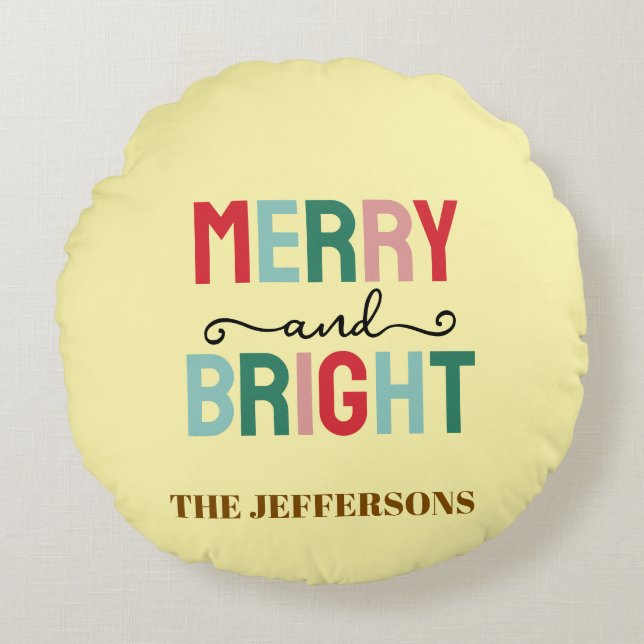 Coussins Ronds Famille Bonne Année Joyeux Noël (Devant)