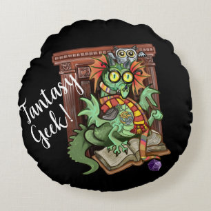 Coussins Ronds Fantastique Geek ! Fan Dragon