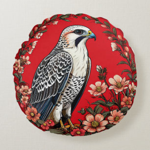 Coussins Ronds Faucon Gérifaut Coloré Oiseau Majestueux Raptor Ar