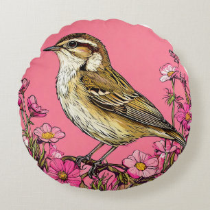 Coussins Ronds Fauvette des roseaux oiseau Chanson Décorative