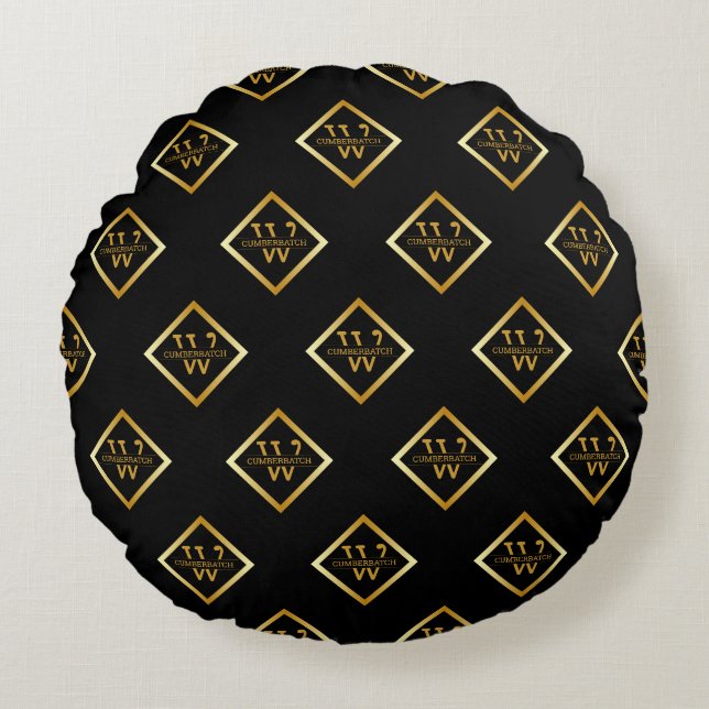 Coussins Ronds Faux Gold Axis Monogram – Black & Gold (Devant)