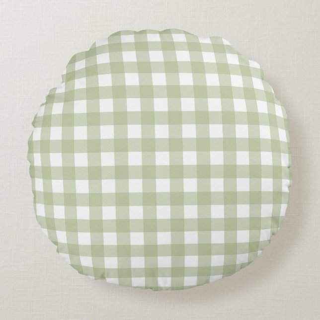 Coussins Ronds Faye et Lauren Green Gingham (Devant)