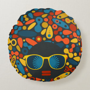 Coussins Ronds Femme à tête noire #1