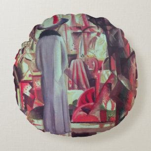 Coussins Ronds Femme devant une grande fenêtre lumineuse