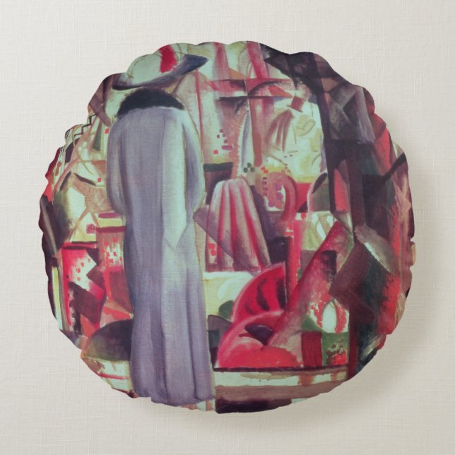 Coussins Ronds Femme devant une grande fenêtre lumineuse (Devant)