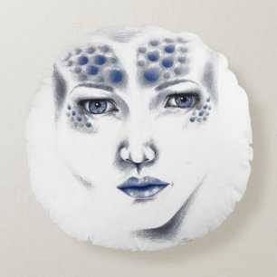 Coussins Ronds Femme extraterrestre Miss Univers Original Art Thr